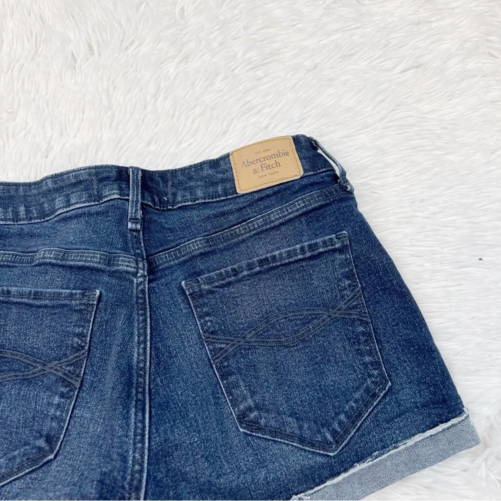 Abercrombie and Fitch‎ raw hem denim shorts roll in blue